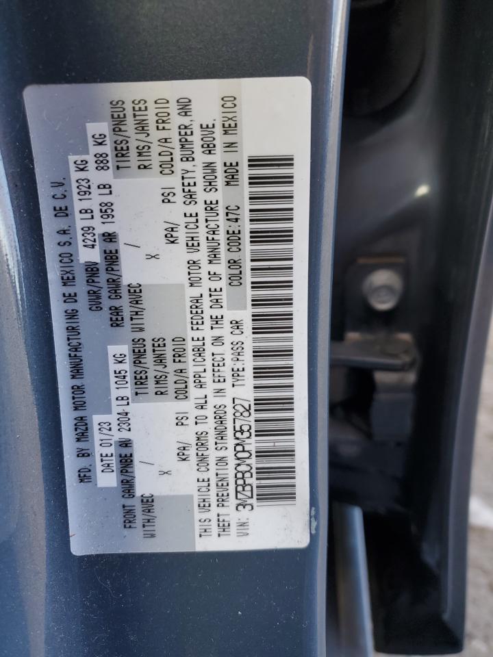 2023 Mazda 3 VIN 3MZBPBCM0PM357827 Copart auction photo, front end / side damage thumbnail 12