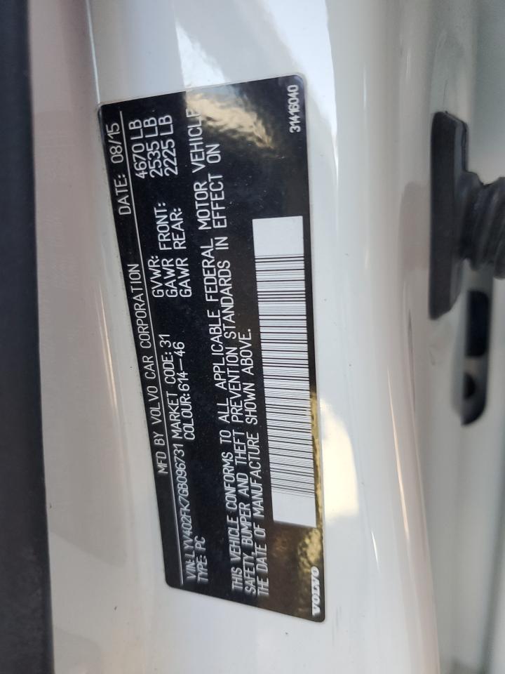 2016 Volvo S60 VIN LYV402FK7GB096731 Copart auction photo, front end / side damage thumbnail 12