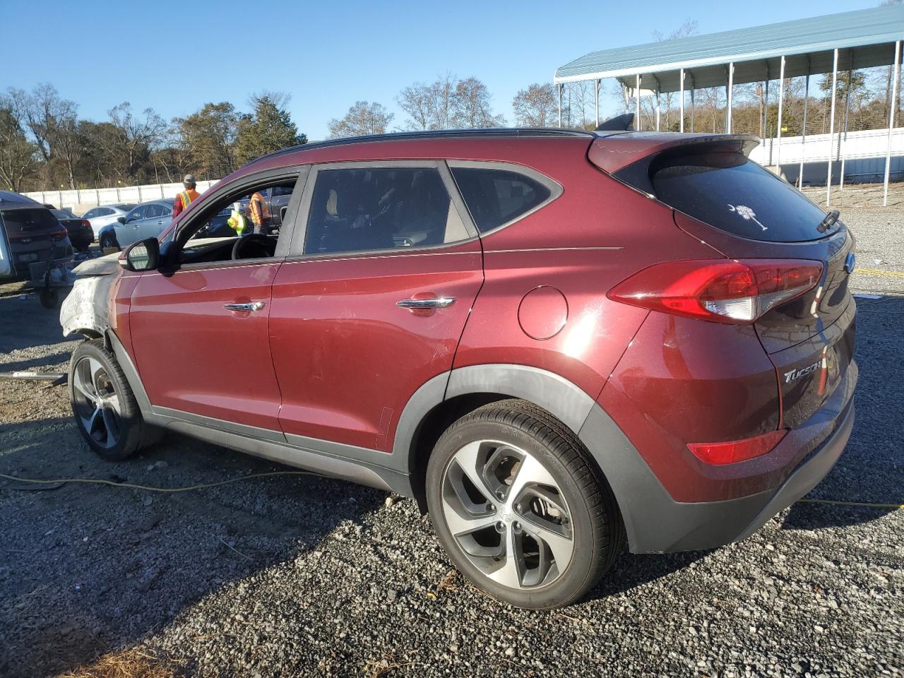 2016 Hyundai Tucson VIN KM8J33A20GU166790 Copart auction photo, burn damage thumbnail 2