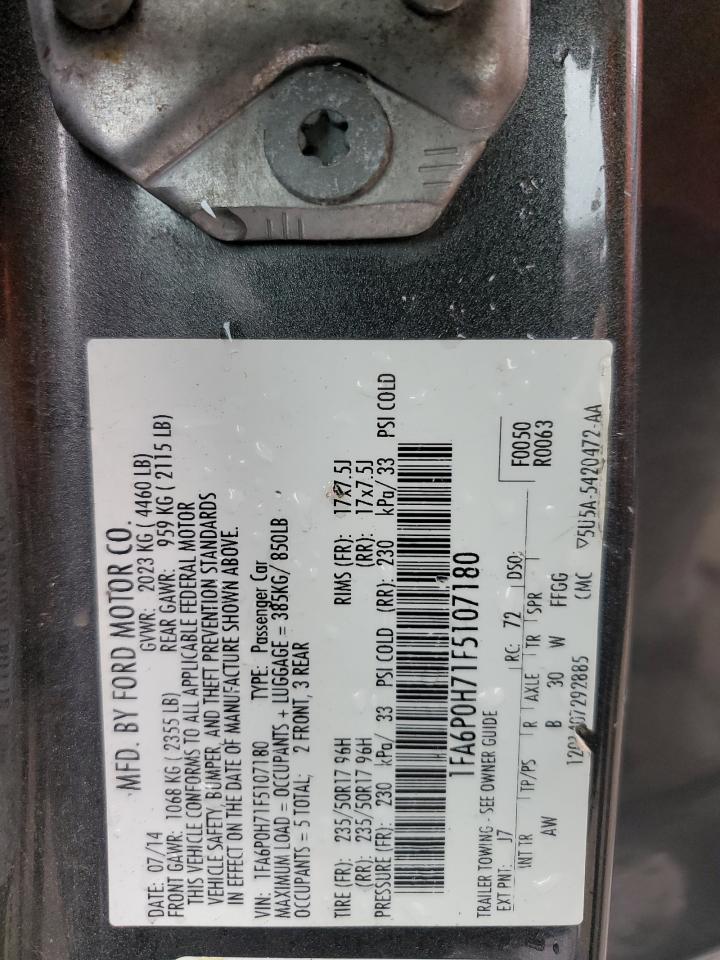 2015 Ford Fusion VIN 1FA6P0H71F5107180 Copart auction photo, front end / side damage thumbnail 12
