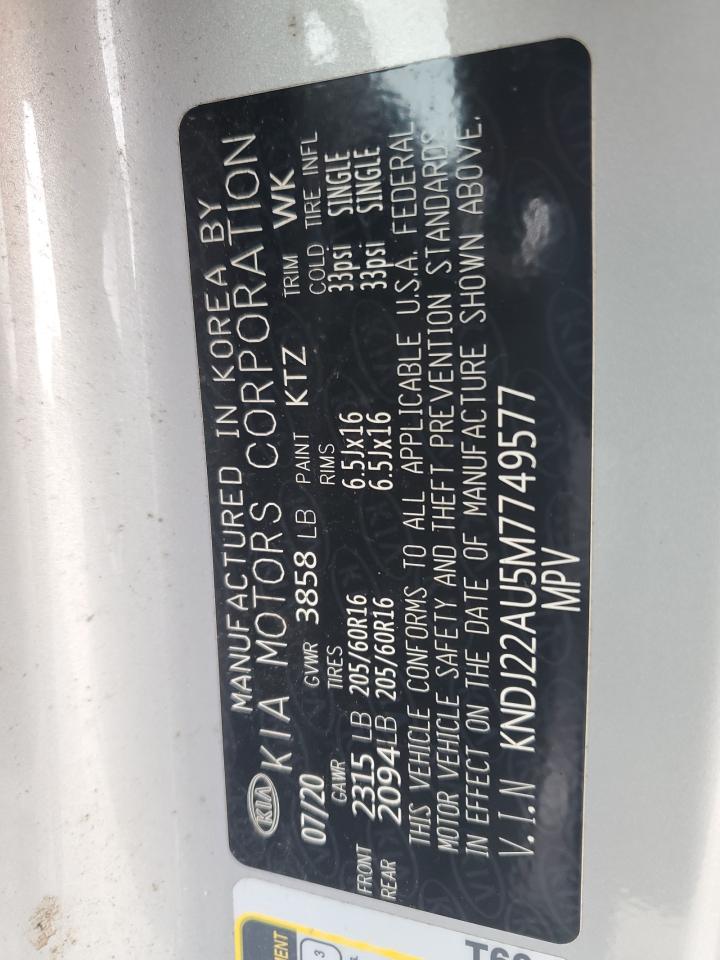 2021 KIA Soul VIN KNDJ22AU5M7749577 Copart auction photo, side / rear end damage thumbnail 13