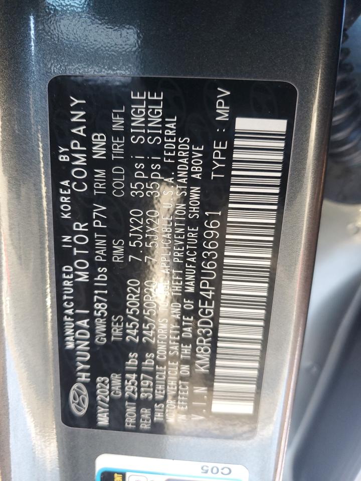 2023 Hyundai Palisade VIN KM8R3DGE4PU636961 Copart auction photo, front end damage thumbnail 14