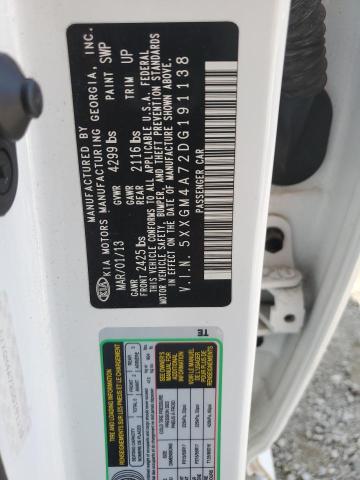 2013 KIA Optima VIN 5XXGM4A72DG191138 Copart auction photo, vandalism damage thumbnail 12