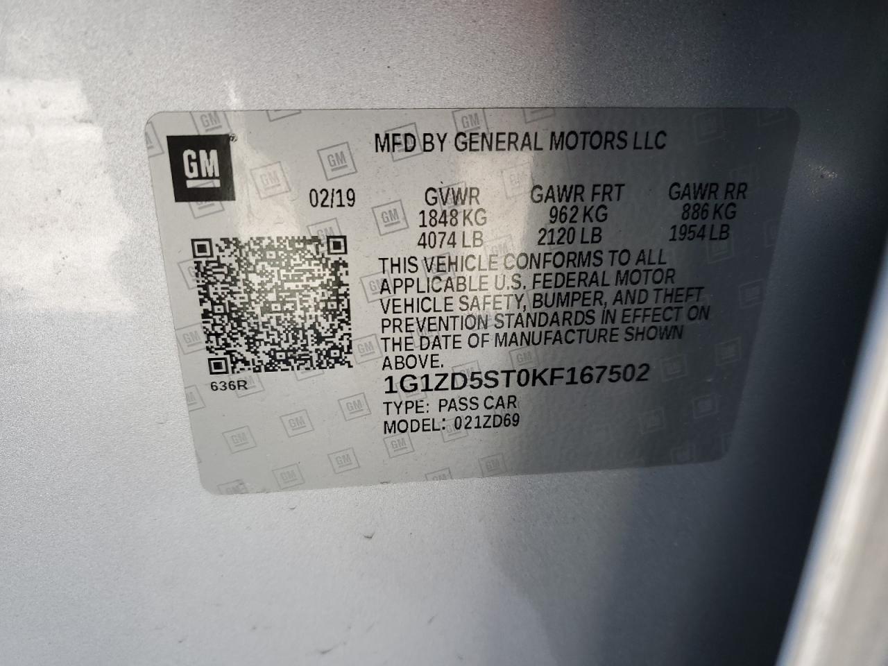 2019 Chevrolet Malibu VIN 1G1ZD5ST0KF167502 Copart auction photo, front end / side damage thumbnail 12