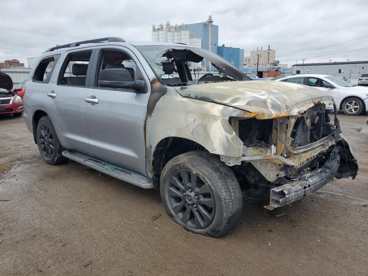 2010 Toyota Sequoia VIN 5TDDW5G10AS025085 Copart auction photo, burn - engine damage thumbnail 4
