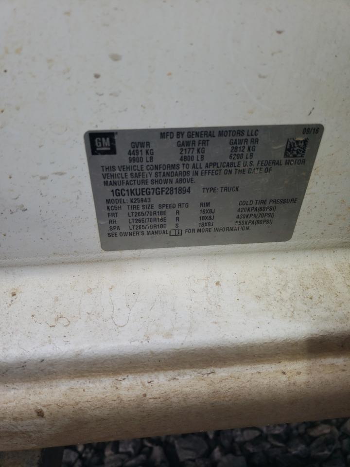 2016 Chevrolet Silverado VIN 1GC1KUEG7GF281894 Copart auction photo, front end damage thumbnail 12