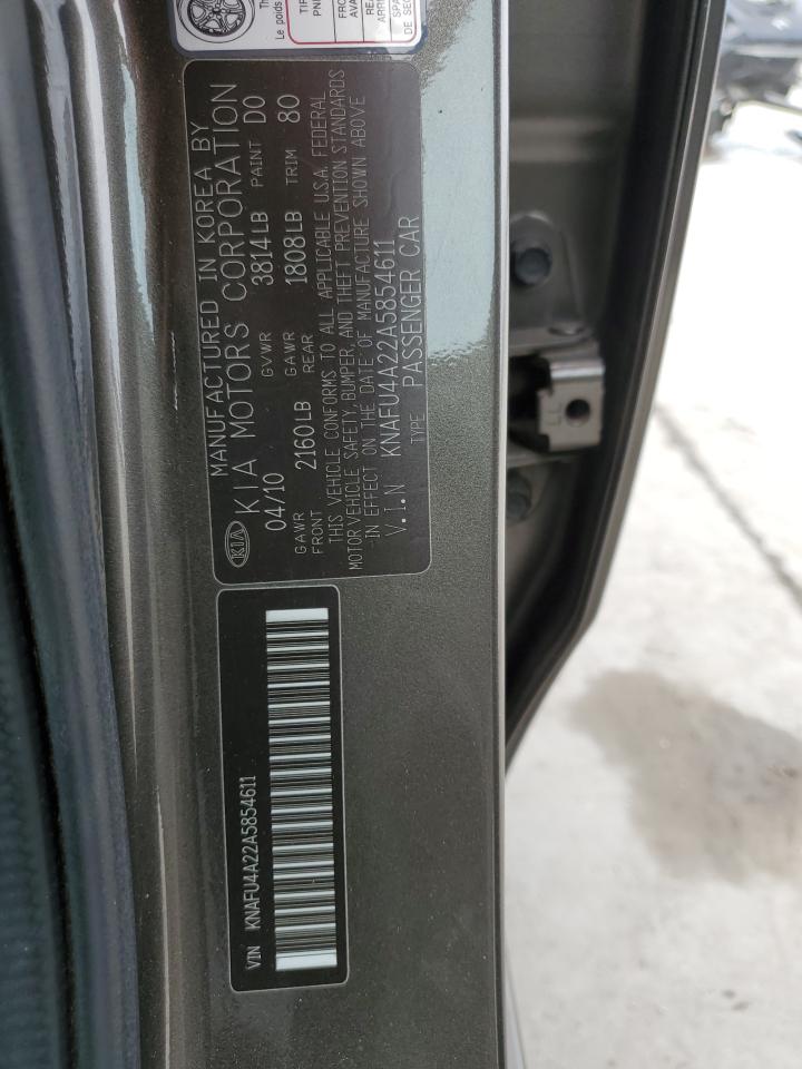 2010 KIA Forte VIN KNAFU4A22A5854611 Copart auction photo, rear end damage thumbnail 12
