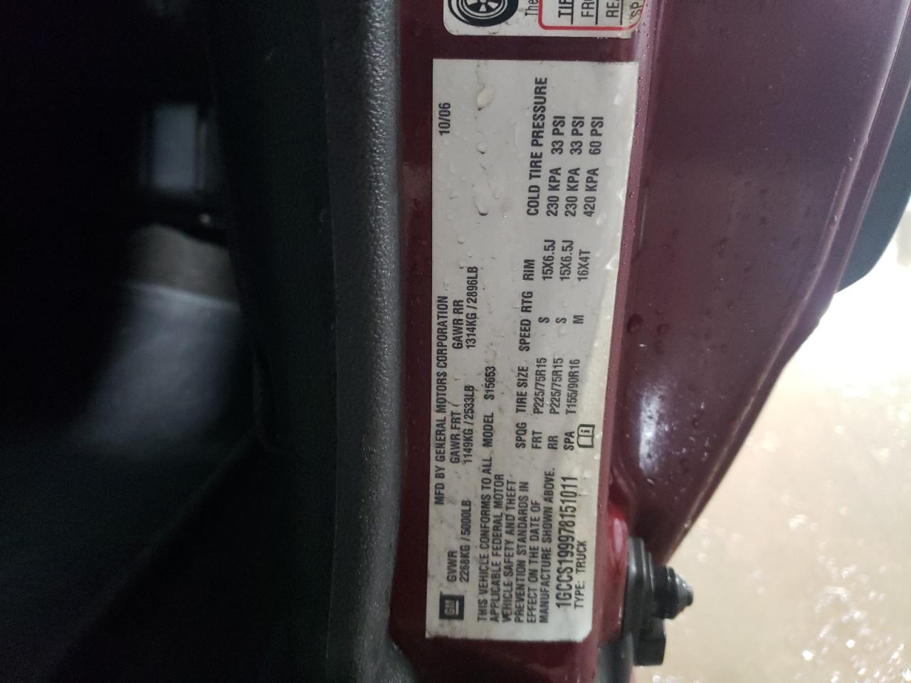2007 Chevrolet Colorado VIN 1GCCS199978151011 Copart auction photo, front end damage thumbnail 12