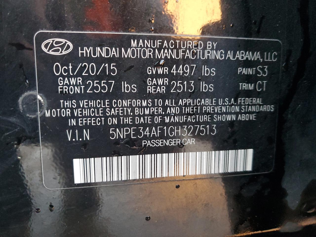 2016 Hyundai Sonata VIN 5NPE34AF1GH327513 Copart auction photo, rear end / undercarriage damage thumbnail 12