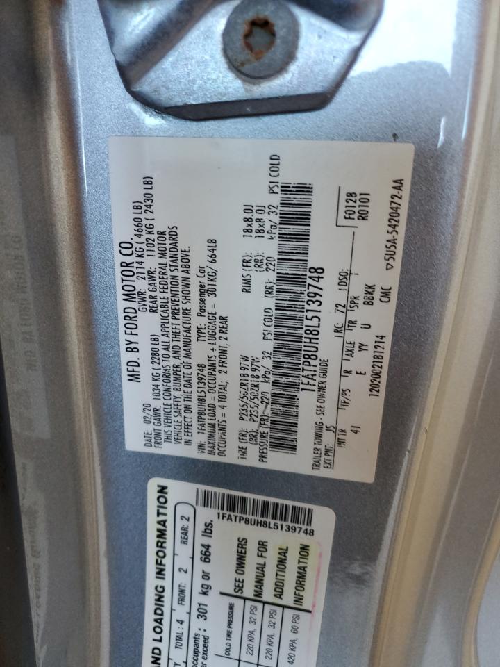 2020 Ford Mustang VIN 1FATP8UH8L5139748 Copart auction photo, side / hail damage thumbnail 13