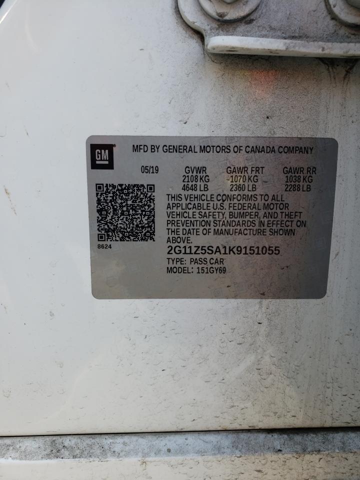2019 Chevrolet Impala VIN 2G11Z5SA1K9151055 Copart auction photo, rear end / front end damage thumbnail 13