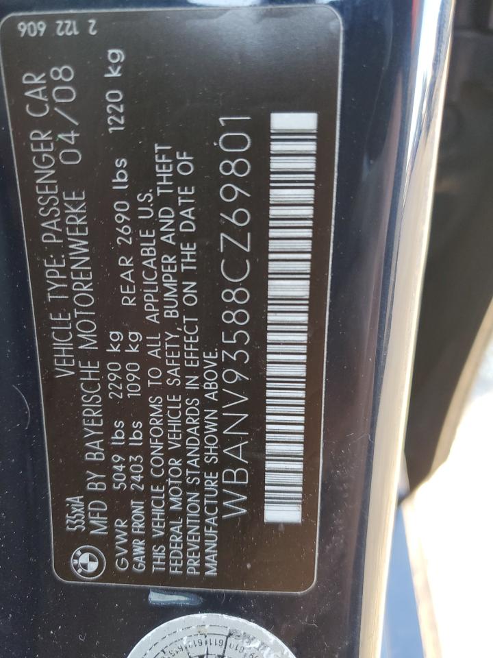 2008 BMW 5er VIN WBANV93588CZ69801 Copart auction photo, front end damage thumbnail 15