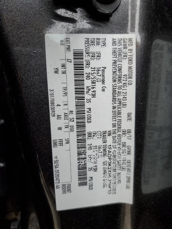 2017 Ford Focus VIN 1FADP3K2XHL318639 Copart auction photo, side / rear end damage thumbnail 12