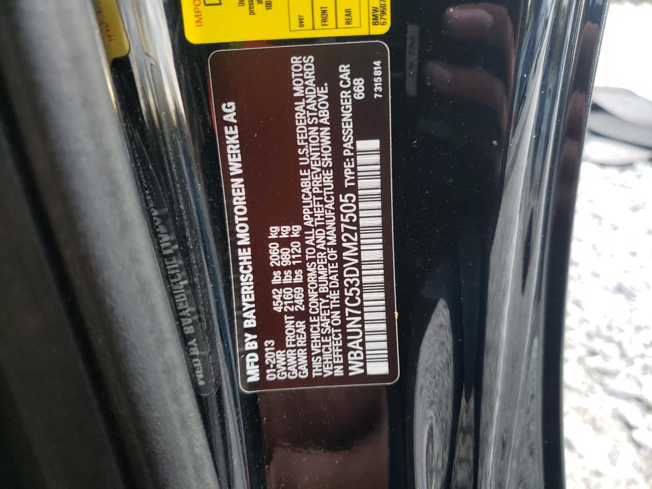 2013 BMW 1er VIN WBAUN7C53DVM27505 Copart auction photo, front end / rear end damage thumbnail 14