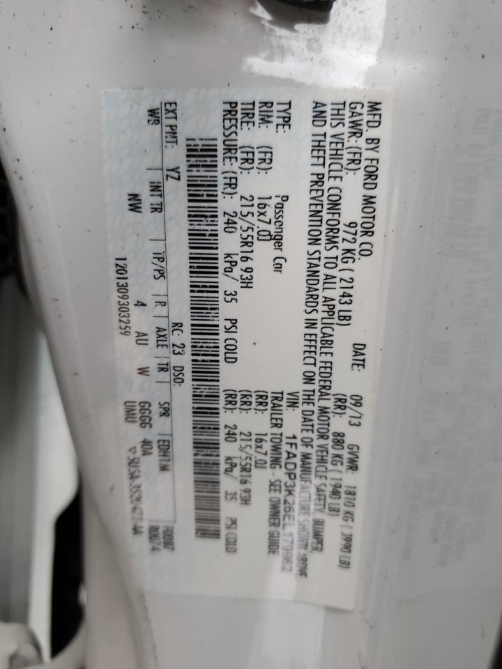 2014 Ford Focus VIN 1FADP3K26EL179962 Copart auction photo, side damage thumbnail 12
