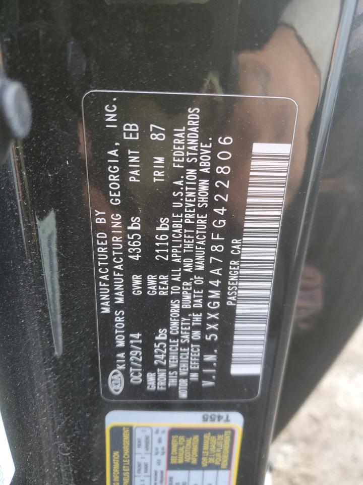 2015 KIA Optima VIN 5XXGM4A78FG422806 Copart auction photo, front end damage thumbnail 12