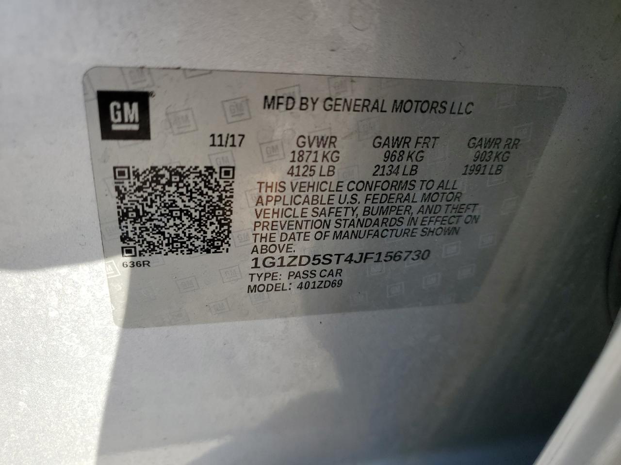2018 Chevrolet Malibu VIN 1G1ZD5ST4JF156730 Copart auction photo, rear end / side damage thumbnail 14
