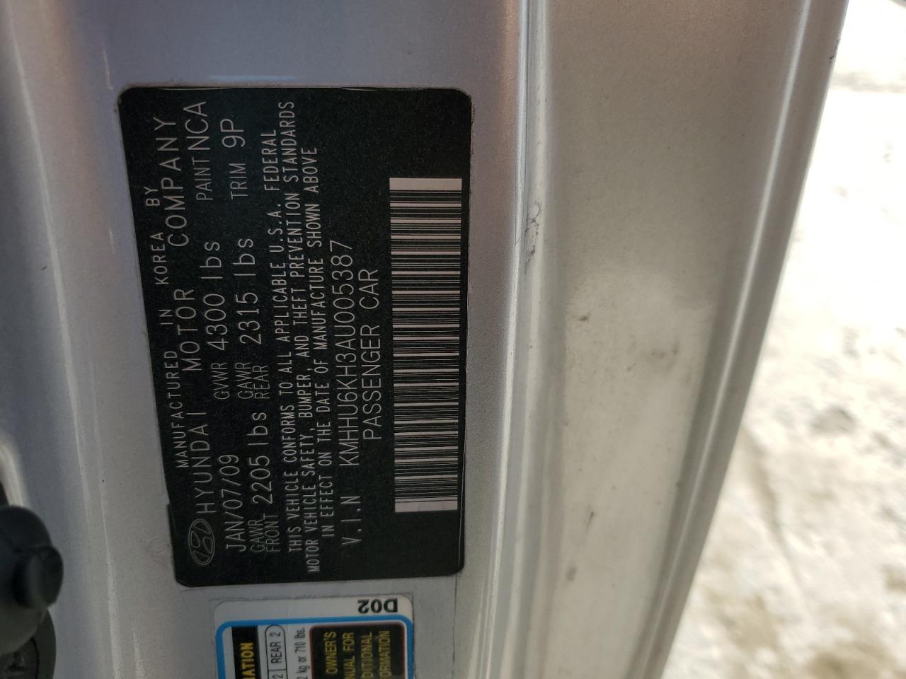 2010 Hyundai Genesis VIN KMHHU6KH3AU005387 Copart auction photo, rear end damage thumbnail 12