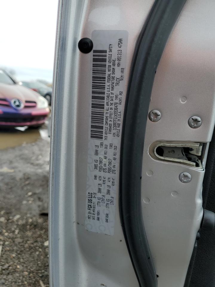 2019 RAM 1500 VIN 1C6RR7FG1KS536478 Copart auction photo, rear end / front end damage thumbnail 12