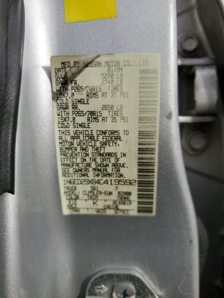 2004 Nissan Navara (Frontier) VIN 1N6ED29X84C419592 Copart auction photo, front end damage thumbnail 12
