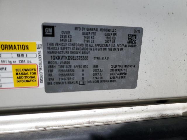 2014 GMC Acadia VIN 1GKKVTKD9EJ376388 Copart auction photo, front end damage thumbnail 12