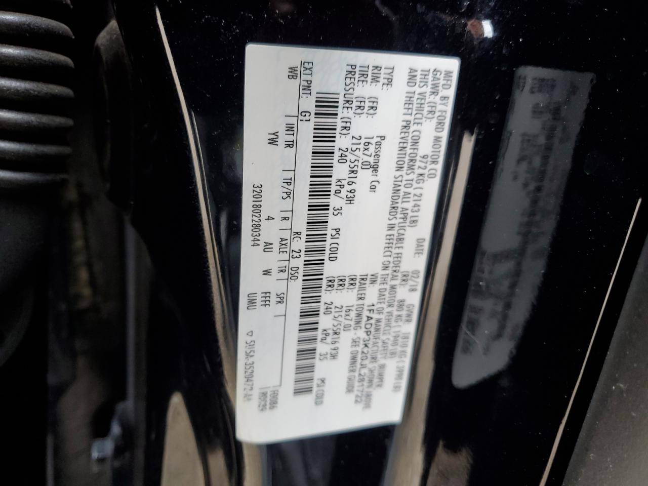 2018 Ford Focus VIN 1FADP3K20JL281722 Copart auction photo, front end damage thumbnail 14