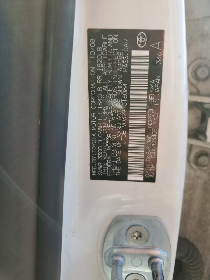 2009 Toyota Yaris VIN JTDBT903291316084 Copart auction photo, side damage thumbnail 12
