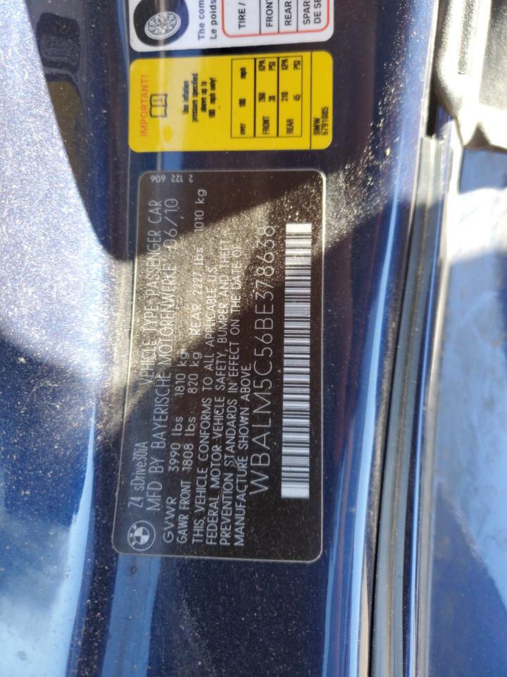 2011 BMW Z4 VIN WBALM5C56BE378638 Copart auction photo, all over damage thumbnail 14