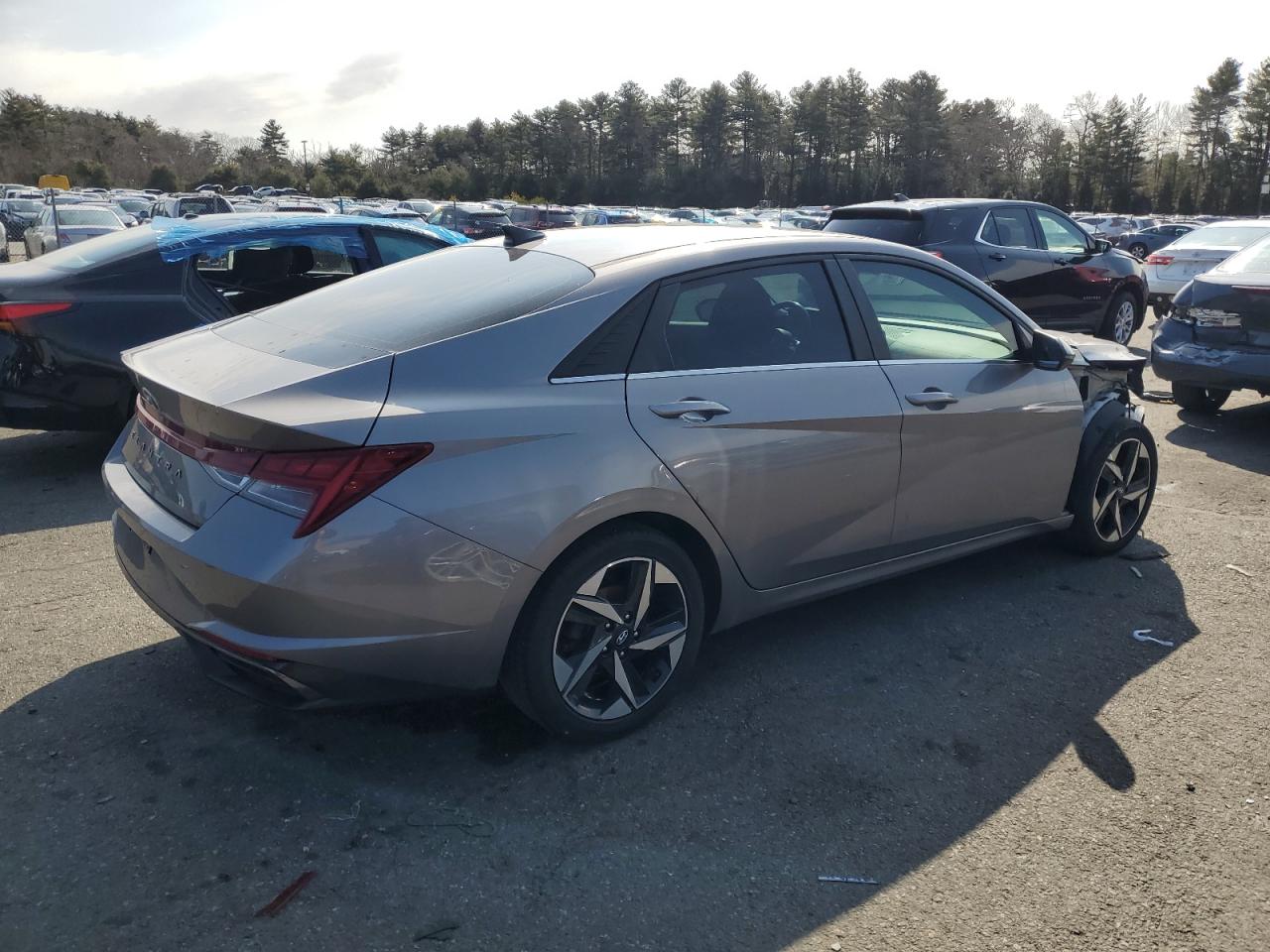 2021 Hyundai Elantra VIN KMHLN4AG6MU180046 Copart auction photo, front end / side damage thumbnail 3
