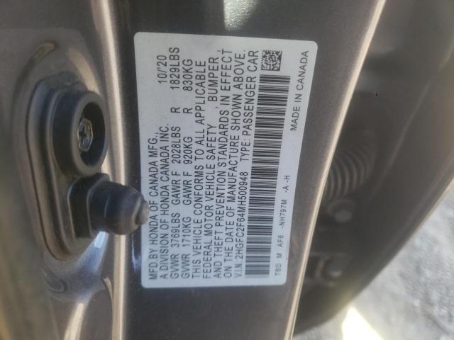 2021 Honda Civic VIN 2HGFC2F64MH500948 Copart auction photo, front end damage thumbnail 12