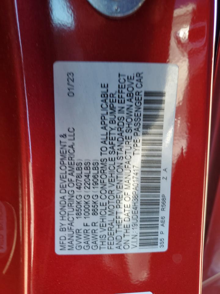 2023 Acura Integra VIN 19UDE4H38PA017417 Copart auction photo, front end damage thumbnail 14