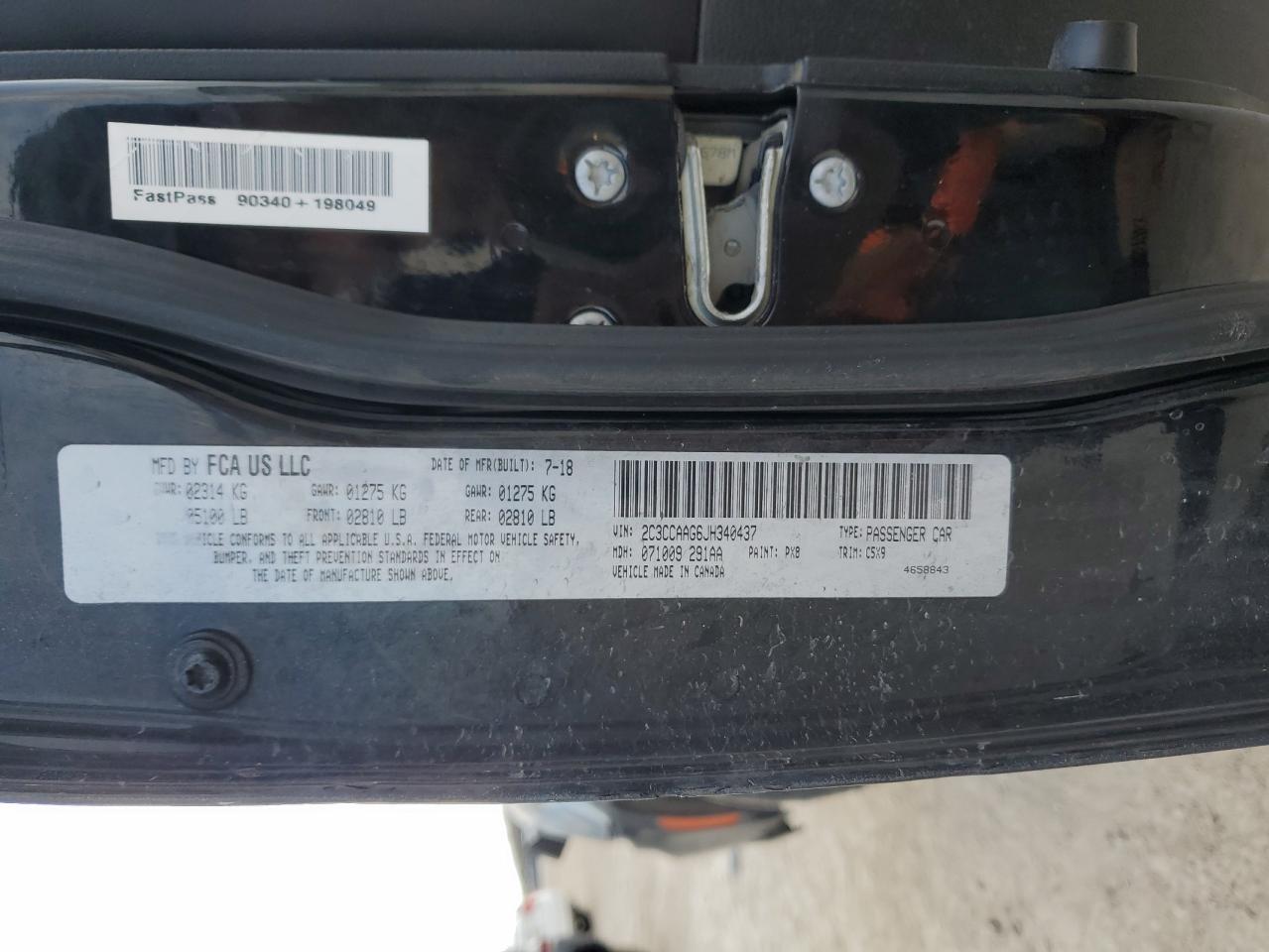 2018 Chrysler 300 VIN 2C3CCAAG6JH340437 Copart auction photo, all over / undercarriage damage thumbnail 13