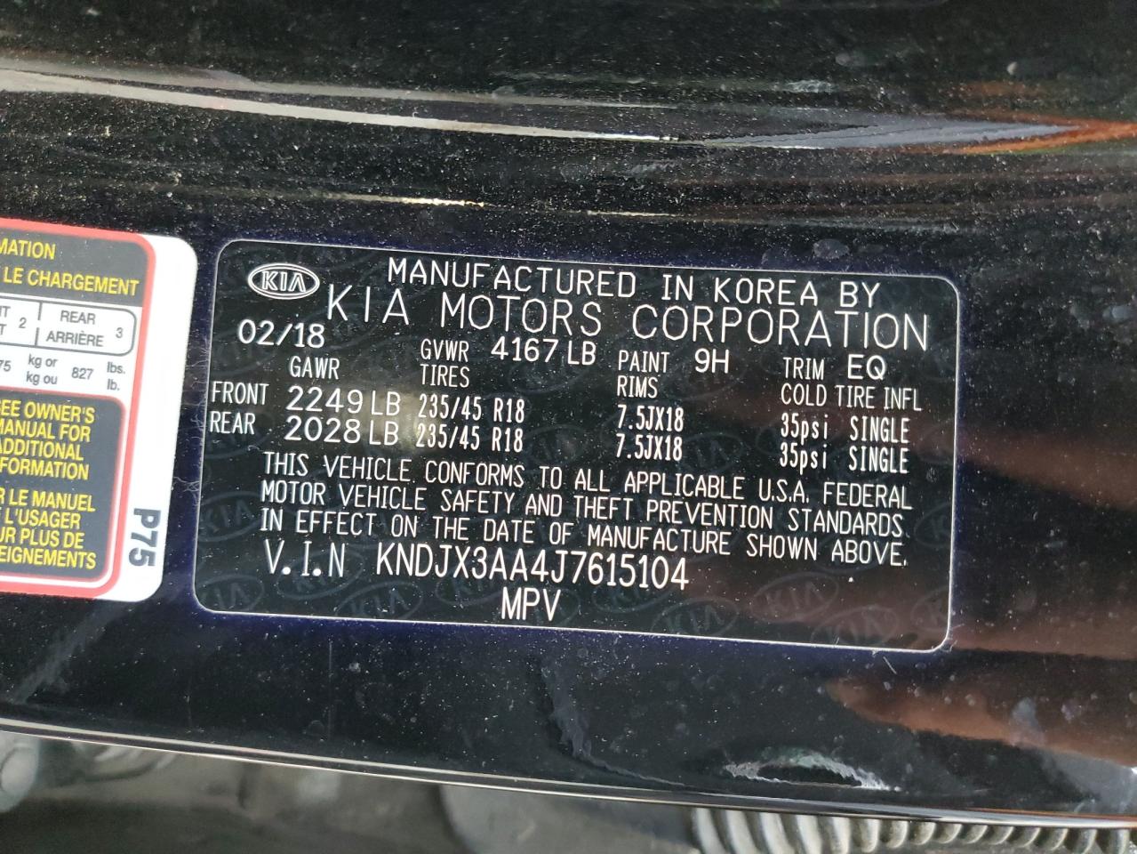 2018 KIA Soul VIN KNDJX3AA4J7615104 Copart auction photo, side damage thumbnail 14