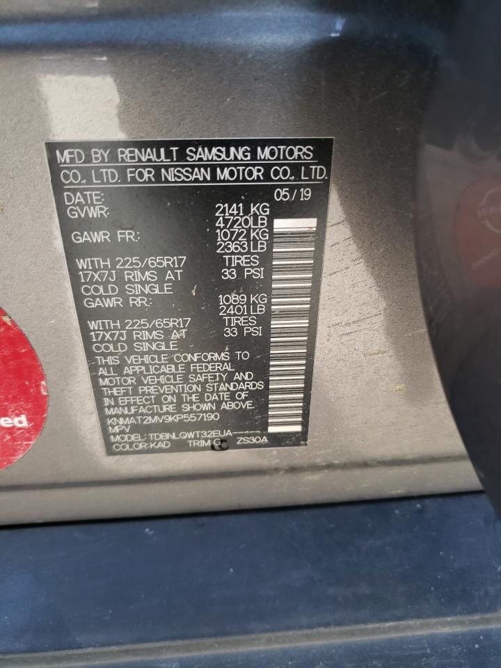 2019 Nissan Rogue VIN KNMAT2MV9KP557190 Copart auction photo, front end damage thumbnail 14