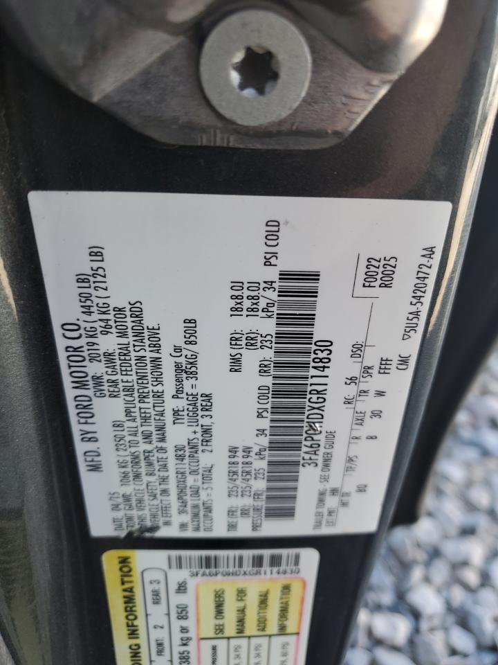 2016 Ford Fusion VIN 3FA6P0HDXGR114830 Copart auction photo, front end / rear end damage thumbnail 12