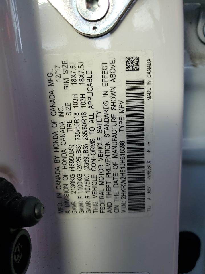 2018 Honda CR-V VIN 2HKRW2H51JH618398 Copart auction photo, water/flood damage thumbnail 14
