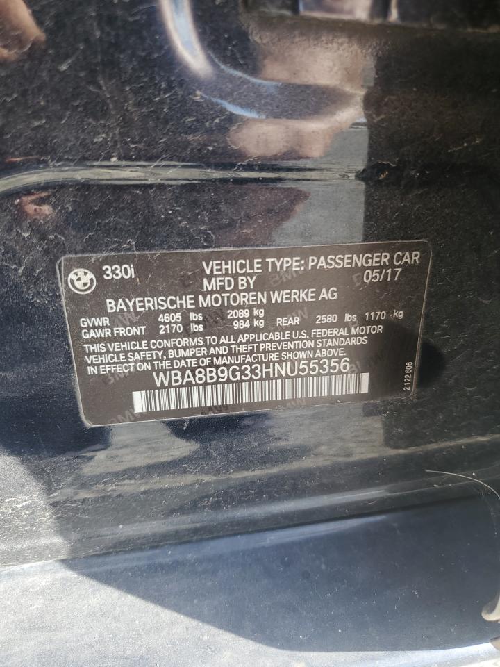 2017 BMW 3er VIN WBA8B9G33HNU55356 Copart auction photo, rear end / mechanical damage thumbnail 12