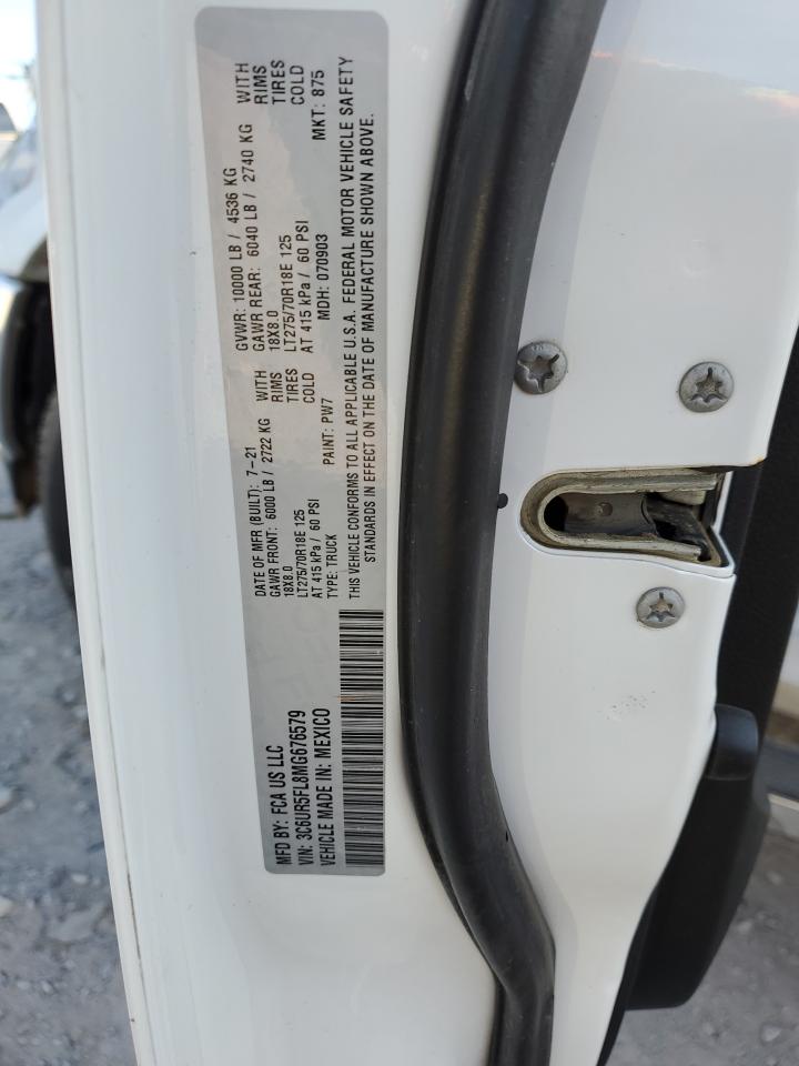 2021 RAM 2500 VIN 3C6UR5FL8MG676579 Copart auction photo, all over damage thumbnail 12