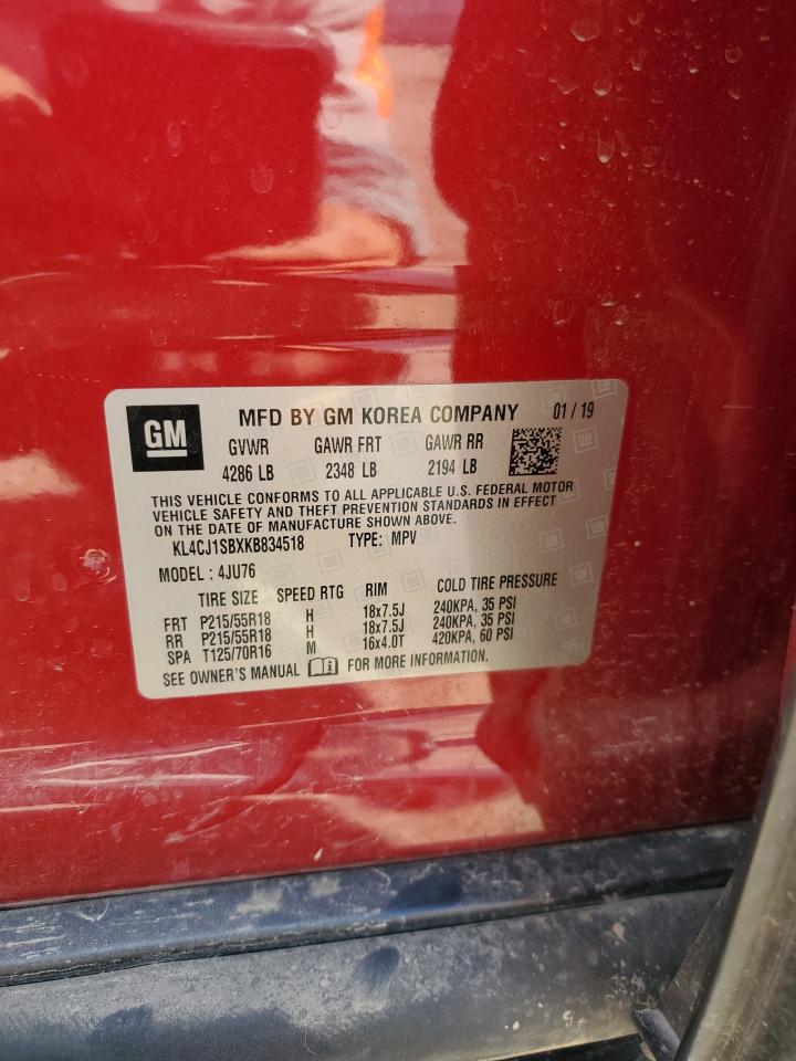 2019 Buick Encore VIN KL4CJ1SBXKB834518 Copart auction photo, front end / minor dent/scratches damage thumbnail 13