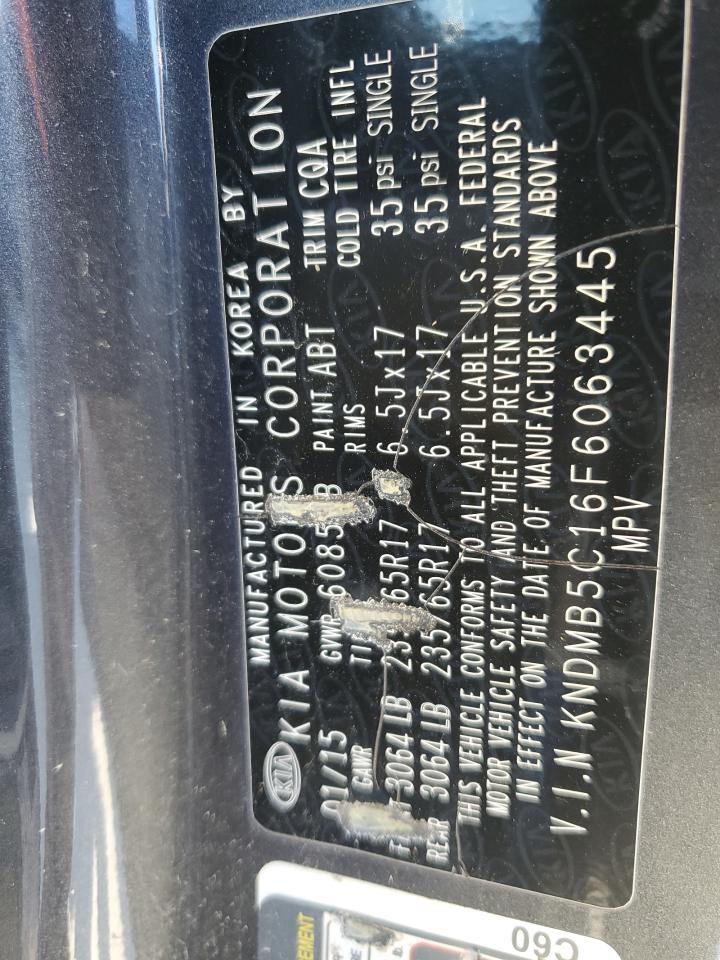 2015 KIA Sedona VIN KNDMB5C16F6063445 Copart auction photo, all over damage thumbnail 13