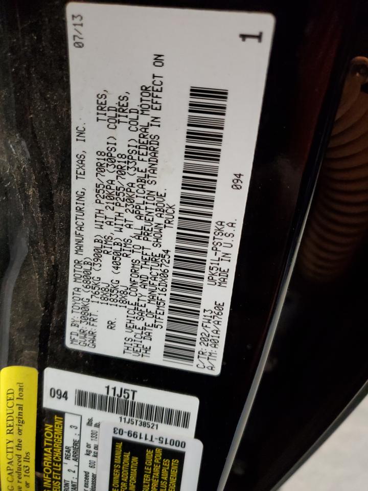 2013 Toyota Tundra VIN 5TFEM5F16DX067254 Copart auction photo, front end / hail damage thumbnail 14