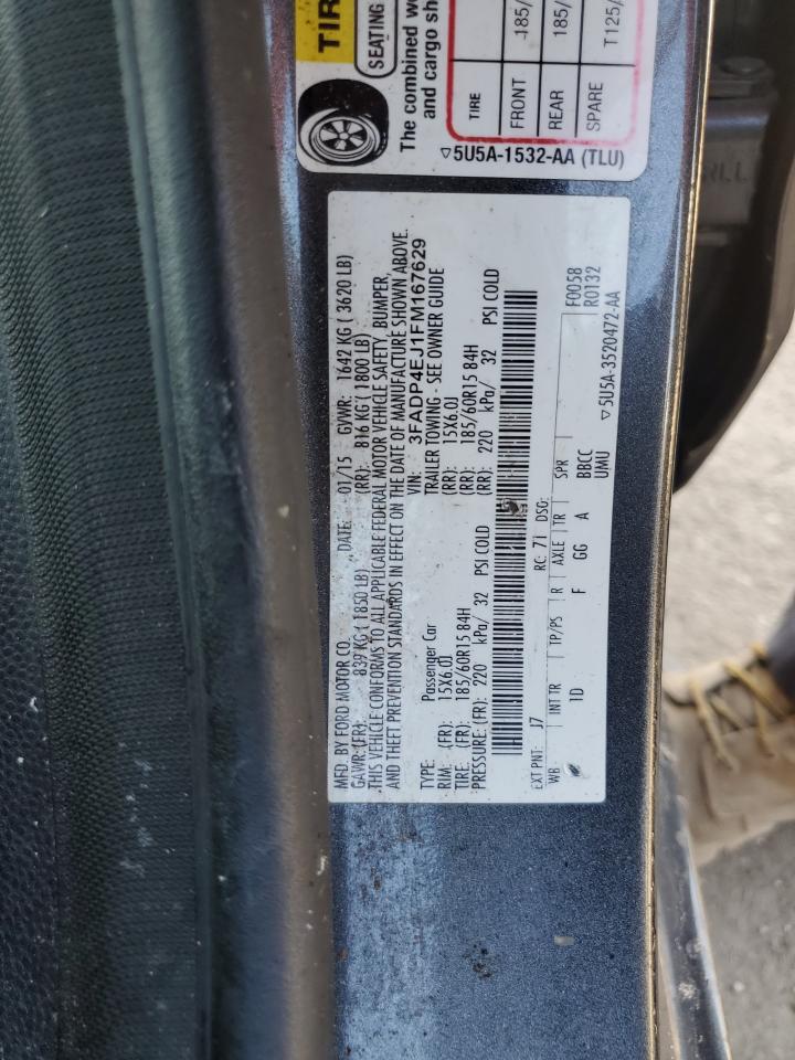 2015 Ford Fiesta VIN 3FADP4EJ1FM167629 Copart auction photo, rear end damage thumbnail 13