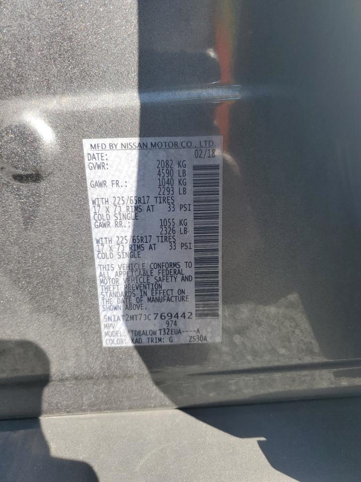 2018 Nissan Rogue VIN 5N1AT2MT7JC769442 Copart auction photo, rear end damage thumbnail 13