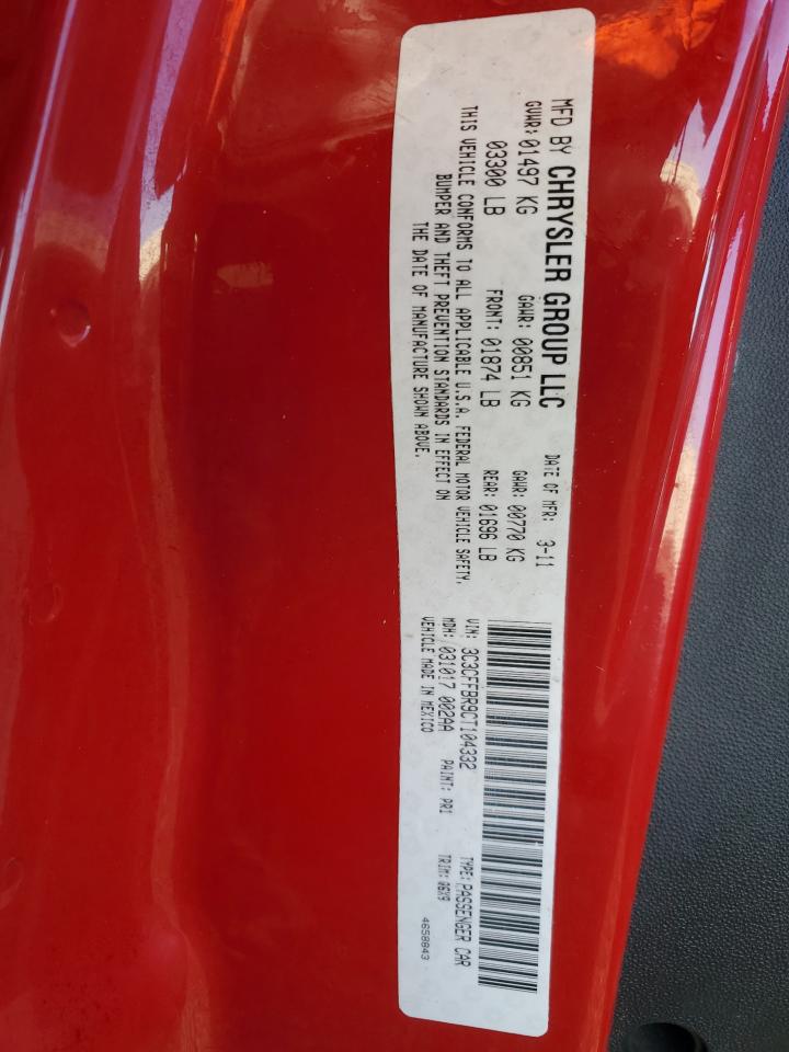 2012 Fiat 500 VIN 3C3CFFBR9CT104332 Copart auction photo, rear end / front end damage thumbnail 12
