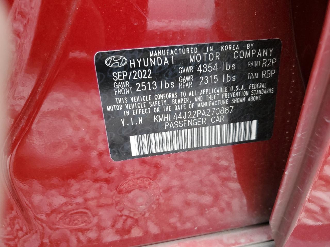 2023 Hyundai Sonata VIN KMHL44J22PA270887 Copart auction photo, side damage thumbnail 12