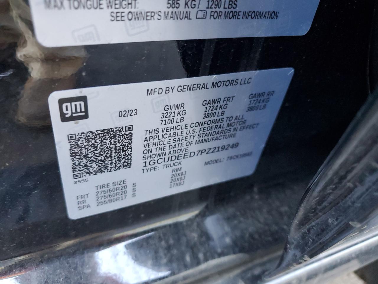 2023 Chevrolet Silverado VIN 1GCUDEED7PZ219249 Copart auction photo, front end damage thumbnail 14
