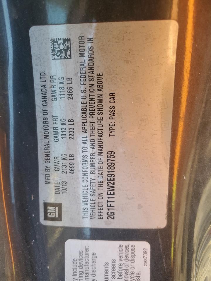 2014 Chevrolet Camaro VIN 2G1FT1EW2E9189759 Copart auction photo, side damage thumbnail 12