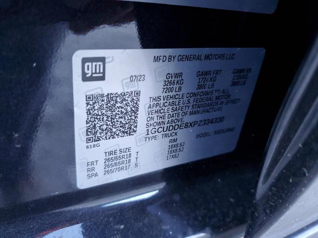 2023 Chevrolet Silverado VIN 1GCUDDE8XPZ334330 Copart auction photo, front end / side damage thumbnail 12