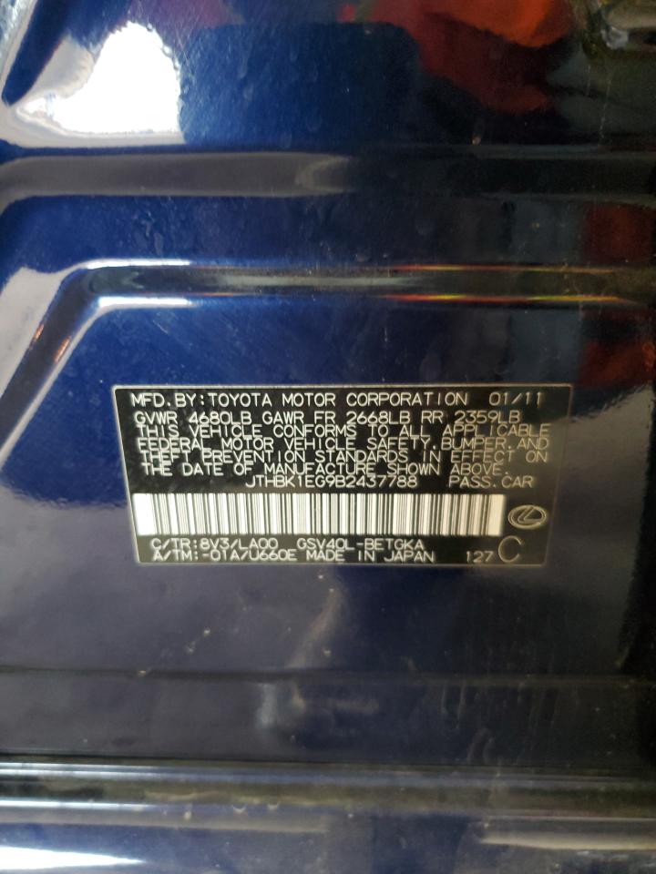 2011 Lexus ES VIN JTHBK1EG9B2437788 Copart auction photo, side damage thumbnail 12