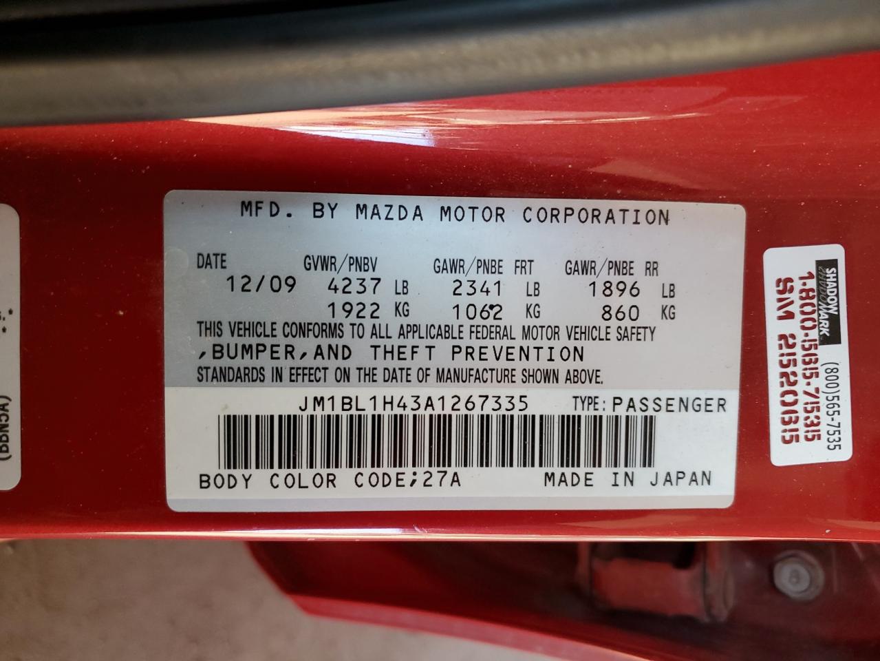 2010 Mazda 3 VIN JM1BL1H43A1267335 Copart auction photo, mechanical / minor dent/scratches damage thumbnail 12